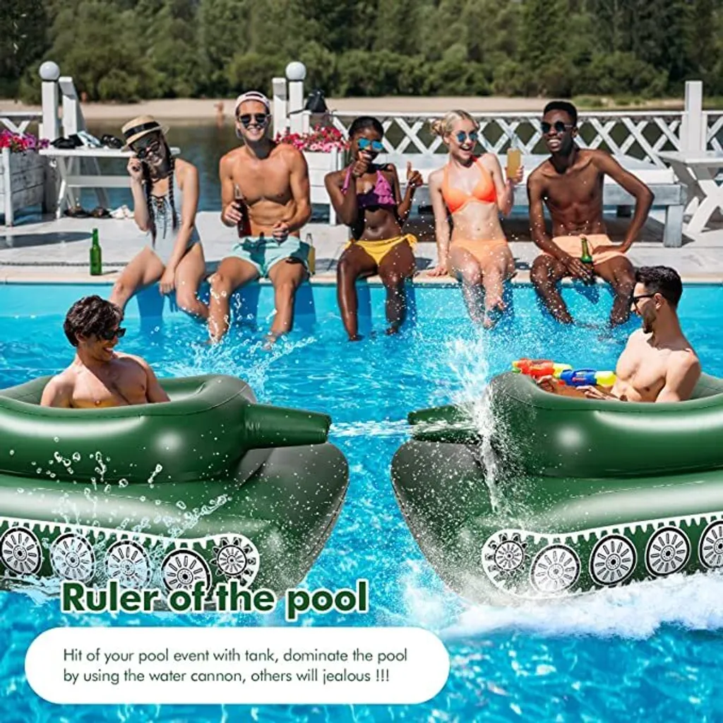 ASKSA Bouée de Piscine avec Pistolet à Eau Intégré - Jouet Gonflable Bleu