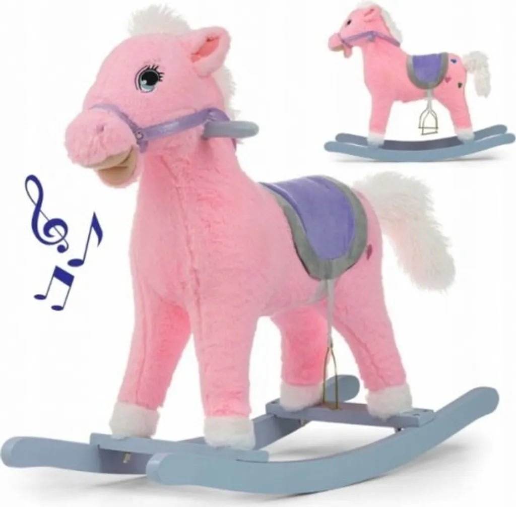 Cheval à bascule interactif son et mouvement coloris rose poudré