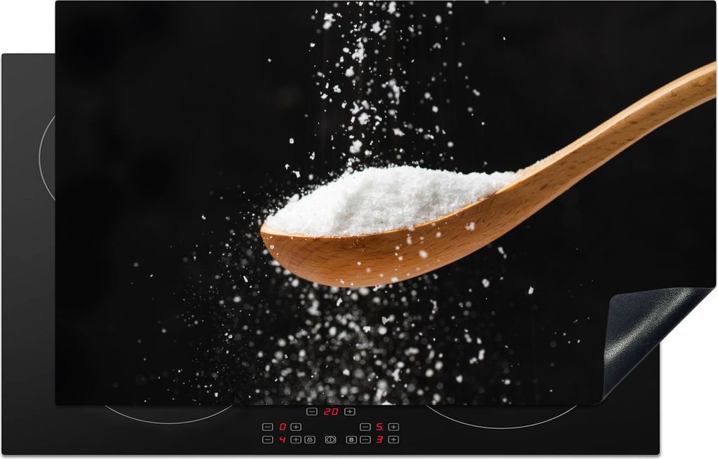 KitchenYeah Herdabdeckplatte Besprengter Holzlöffel , 85x52cm, Küche Deko, Glaskeramikkochfeld Herdabdeckung, Abdeckplatte fùr Kochfeld