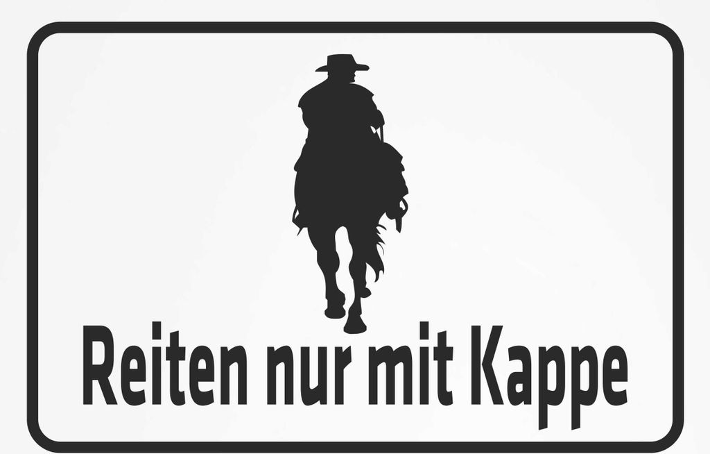 INDIGOS UG - Aufkleber - Sicherheit - Reiten nur mit Kappe - 400x300 mm