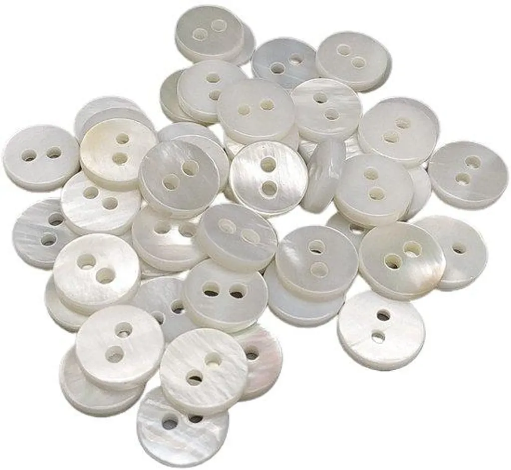 50 Boutons en nacre naturelle de moule d'eau douce - 10mm Lot de Luxe