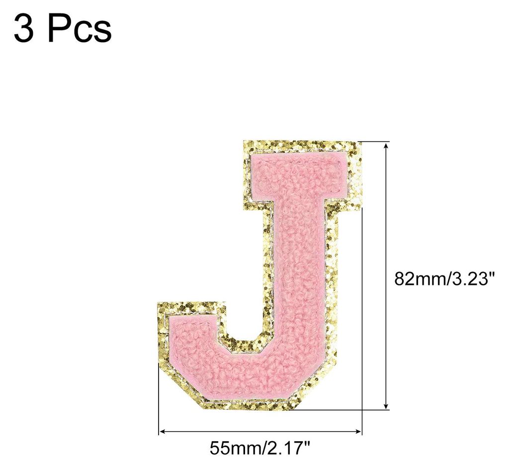 Chenille Aufbš¹gler Buchstaben Patches J Gro?e Gr??e 82mm/3,23 Zoll Aufbš¹gelbare Buchstaben J Goldene Glitzerstickerei Patches fš¹r Kleidung...