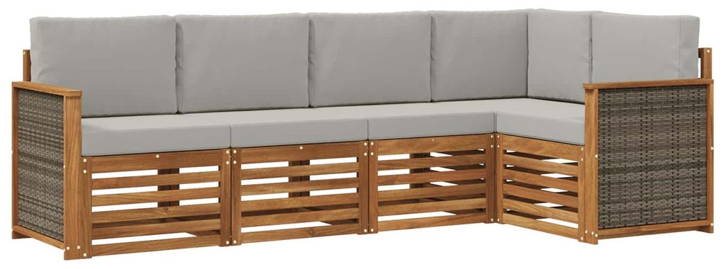vidaXL Ecksofa Set mit Kissen 4 pcs Natürlich und Hellgrau