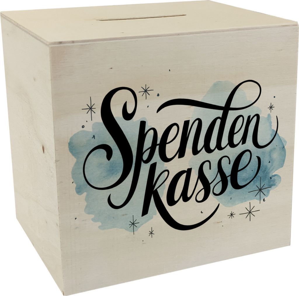 Spendenkasse Aquarell-Illustration Spardose aus Holz Produktbild 