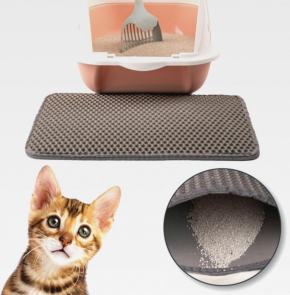 Katzenklo Matte 45x30 cm Grau, Katzenstreu Matte, Katzenmatte, Unterleger für Katzenklo, Katzenstreumatte, Decken & Möbel für Katzen