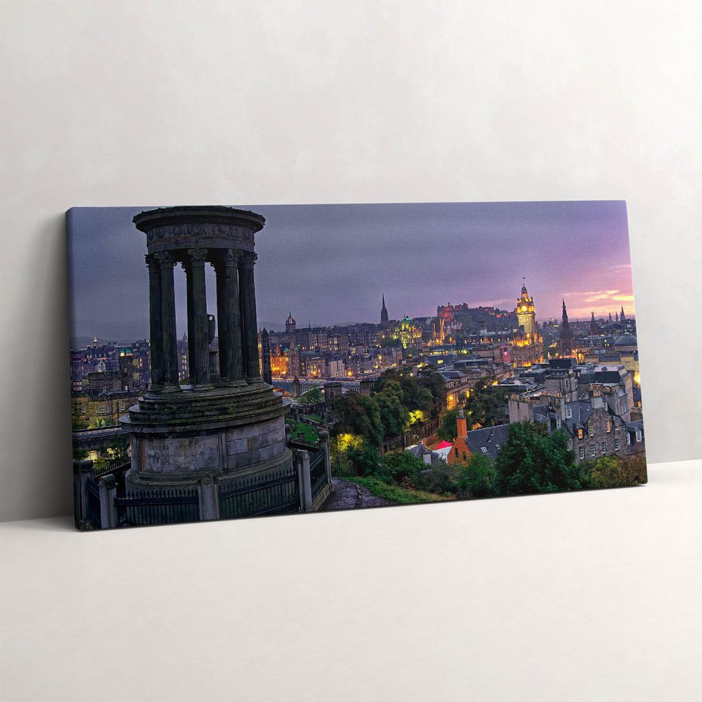 Blick auf Edinburgh vom Calton Hill – Leinwandbild Wandbild – 120x60 cm – Leinwandbilder – Wandbilder – Schlafzimmer – Flur