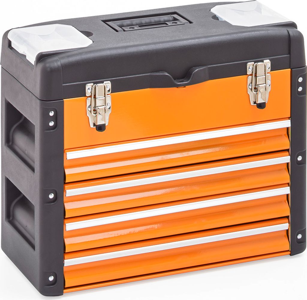 Werkzeugkasten, 4 Schubladen orange