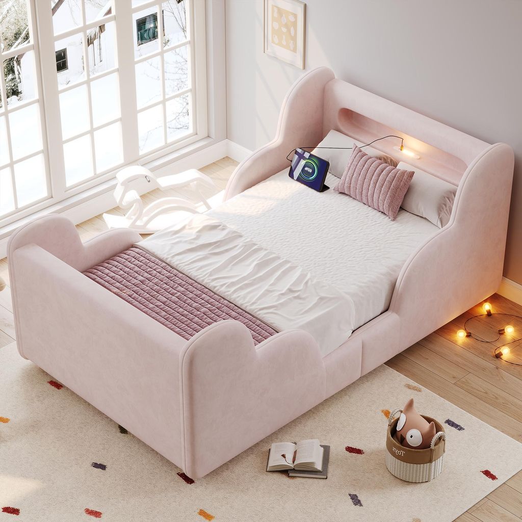 Merax Kinderbed, gestoffeerd, 90x200 cm, met Productafbeelding 
