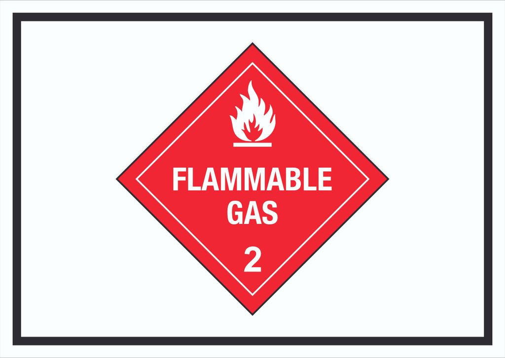 Schild Entzündliche Gase Symbol Flammable Gas Flamme A0 Rückseite selbstklebend