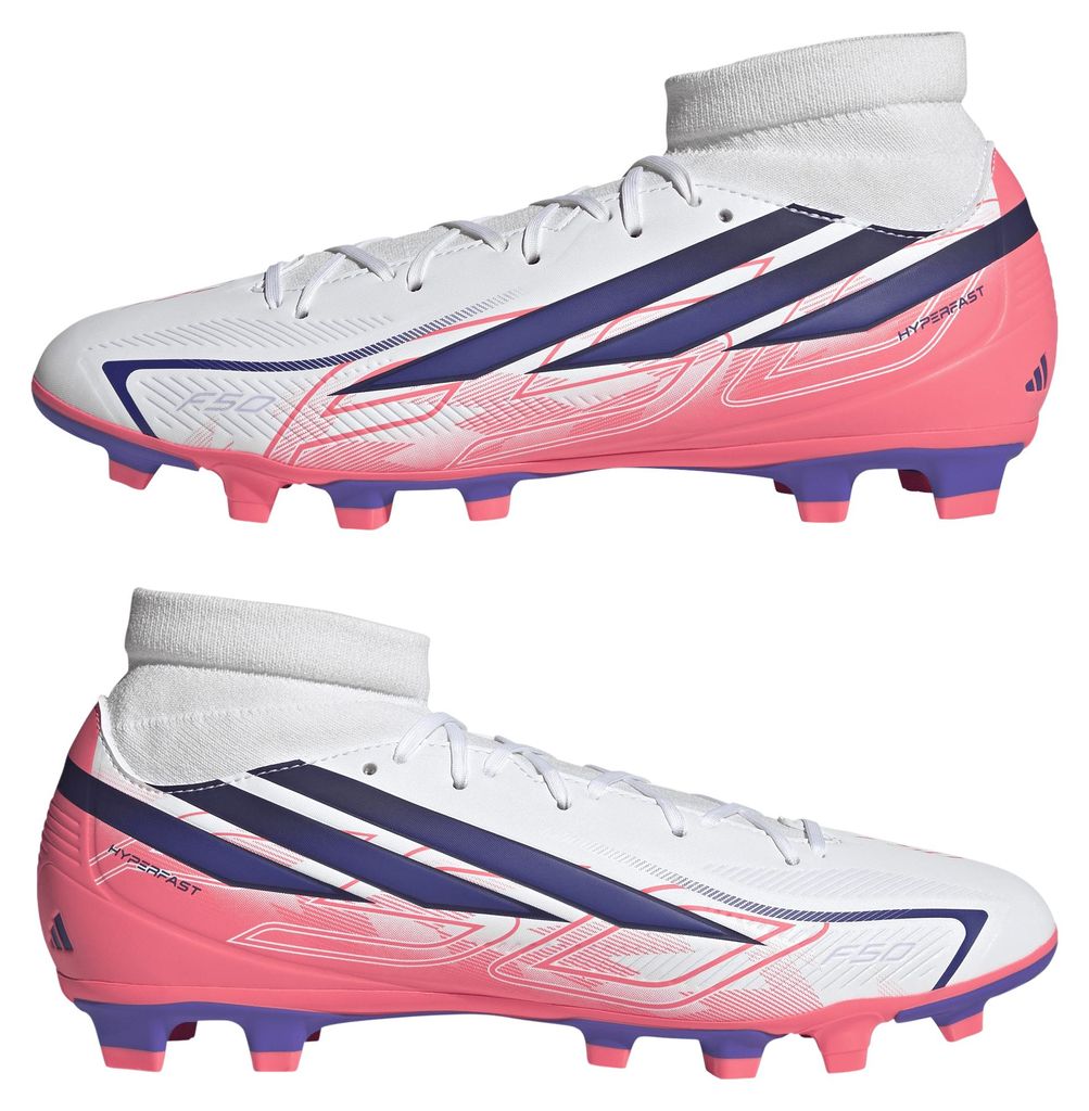 adidas F50 Hyperfast Club Mid Fg/Mg - ftwwht/solpur/soltur, Produktbild 