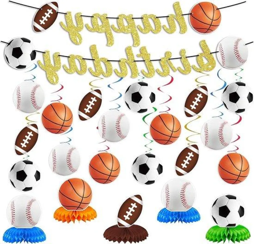 Bannière de fête thème sport pour décoration d'anniversaire enfant et club