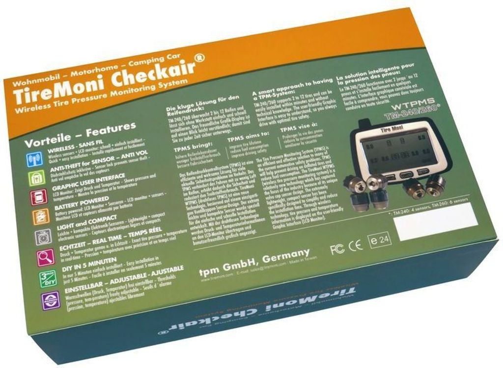 TireMoni Ersatzsensor 9 – Für TM-240/-260 Reifendruckkontrolle Bis 10/2016