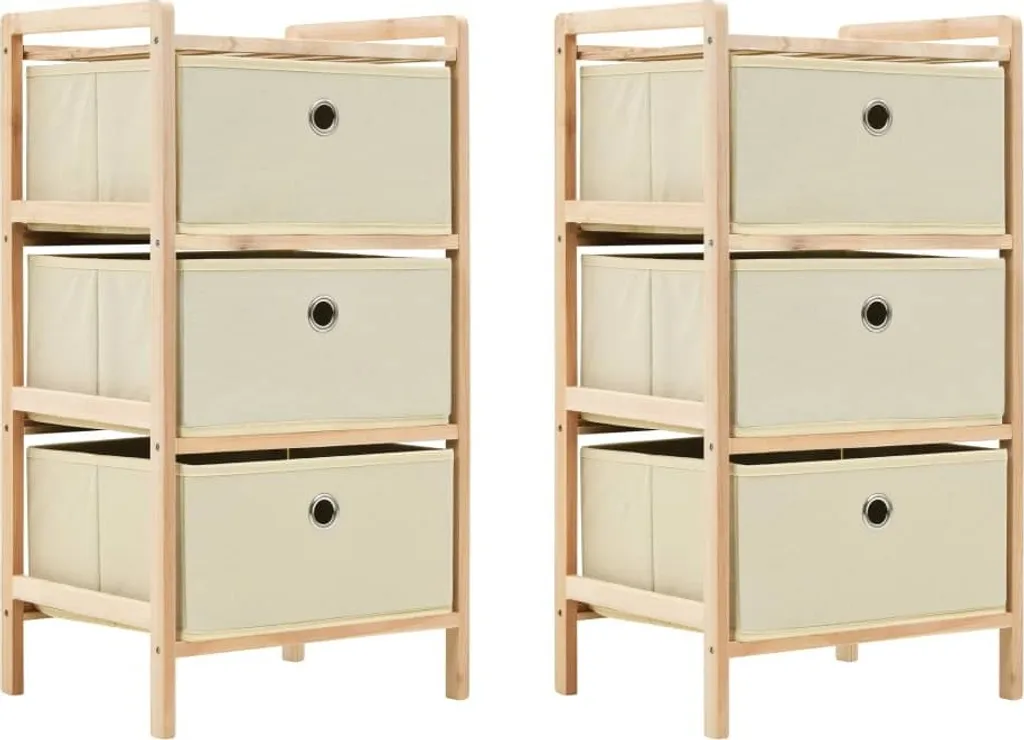 Rangement osier 2 pcs pour optimiser l'espace avec 3 paniers en tissu