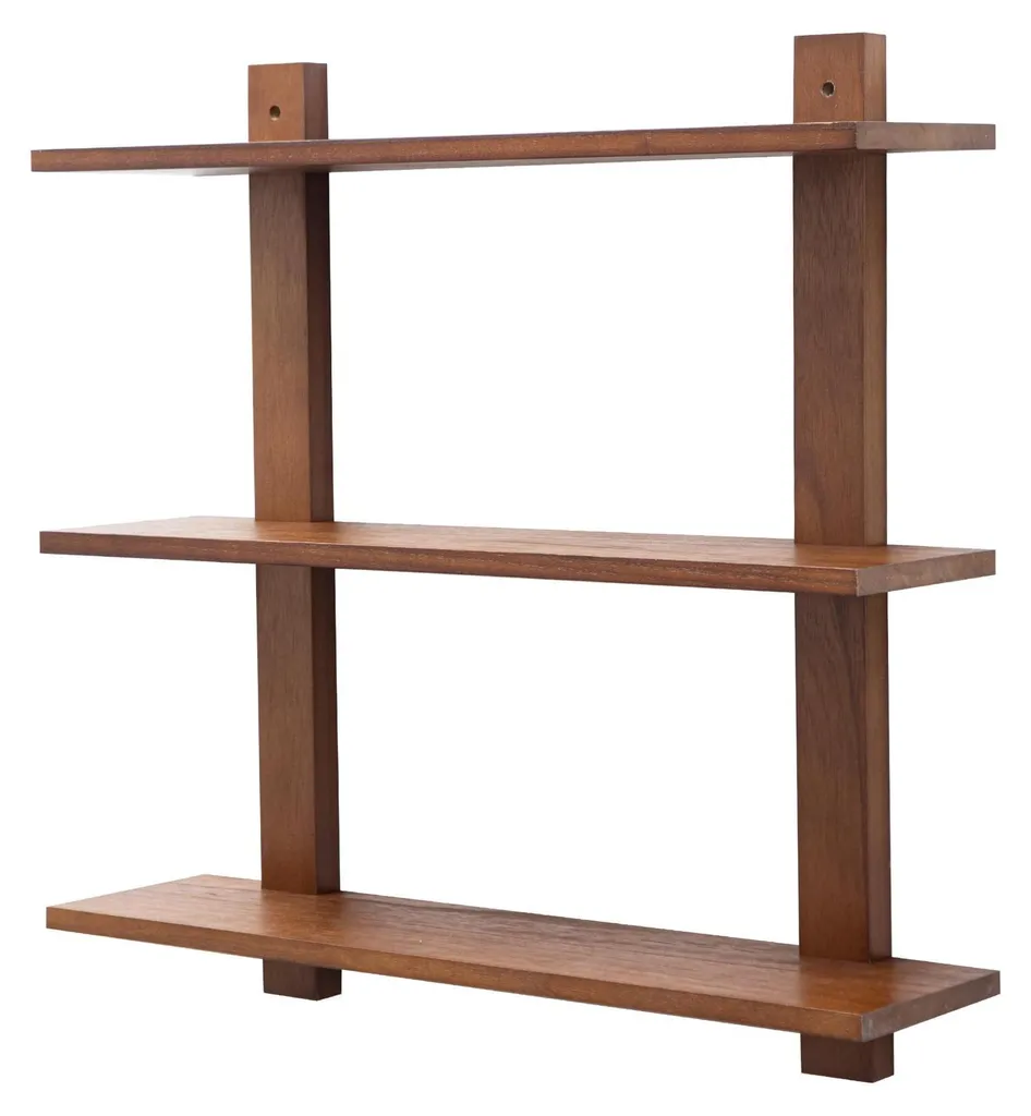 Étagère murale 60cm noyer - 3 niveaux pour salle de bain petite ou cuisine