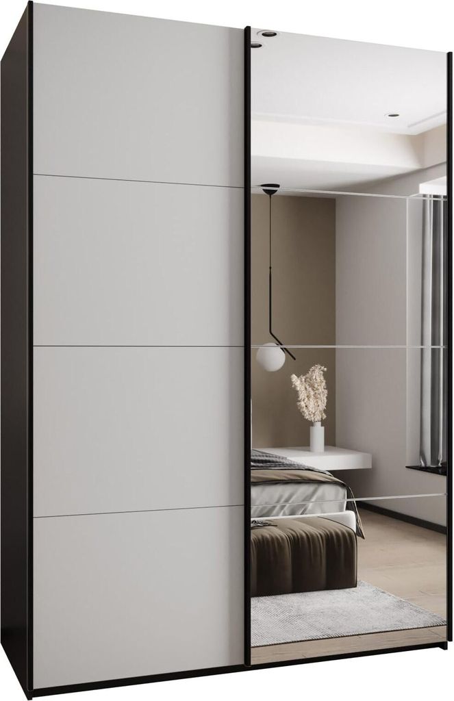 MEBLE KRYSPOL LUX 3 Schrank - 245,5x170x64cm - Schwarz, Weiß, Schwarz