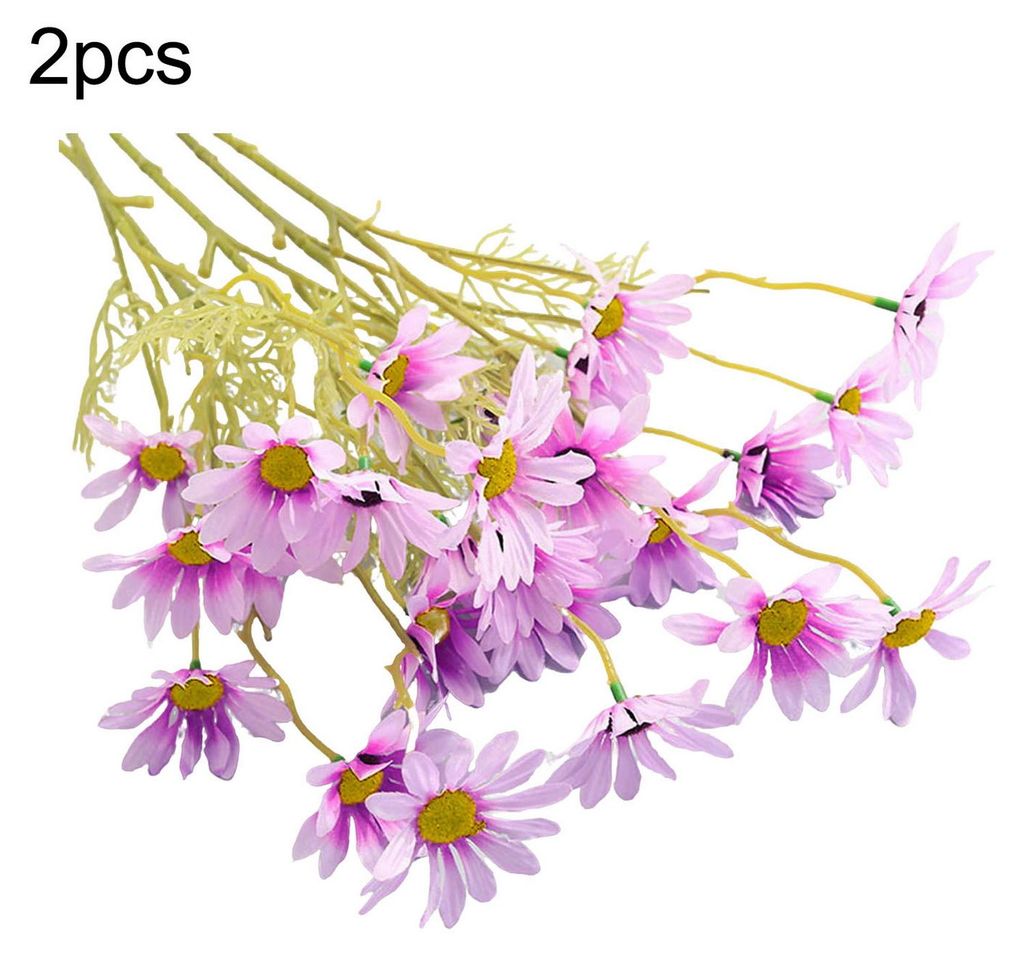 Künstlicher Blumenstrauß mit 2 oder 5 Stielen (53 cm), realistische Seidenblumen mit abnehmbaren, biegsamen Stielen, UV-beständig, ideal für He...