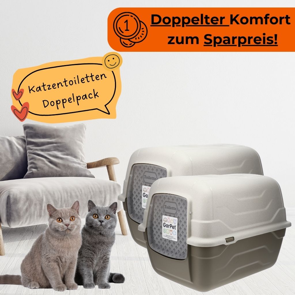 2x Katzenklo mit Deckel Schaufel Aktivkohlefilter - Haube Produktbild 6