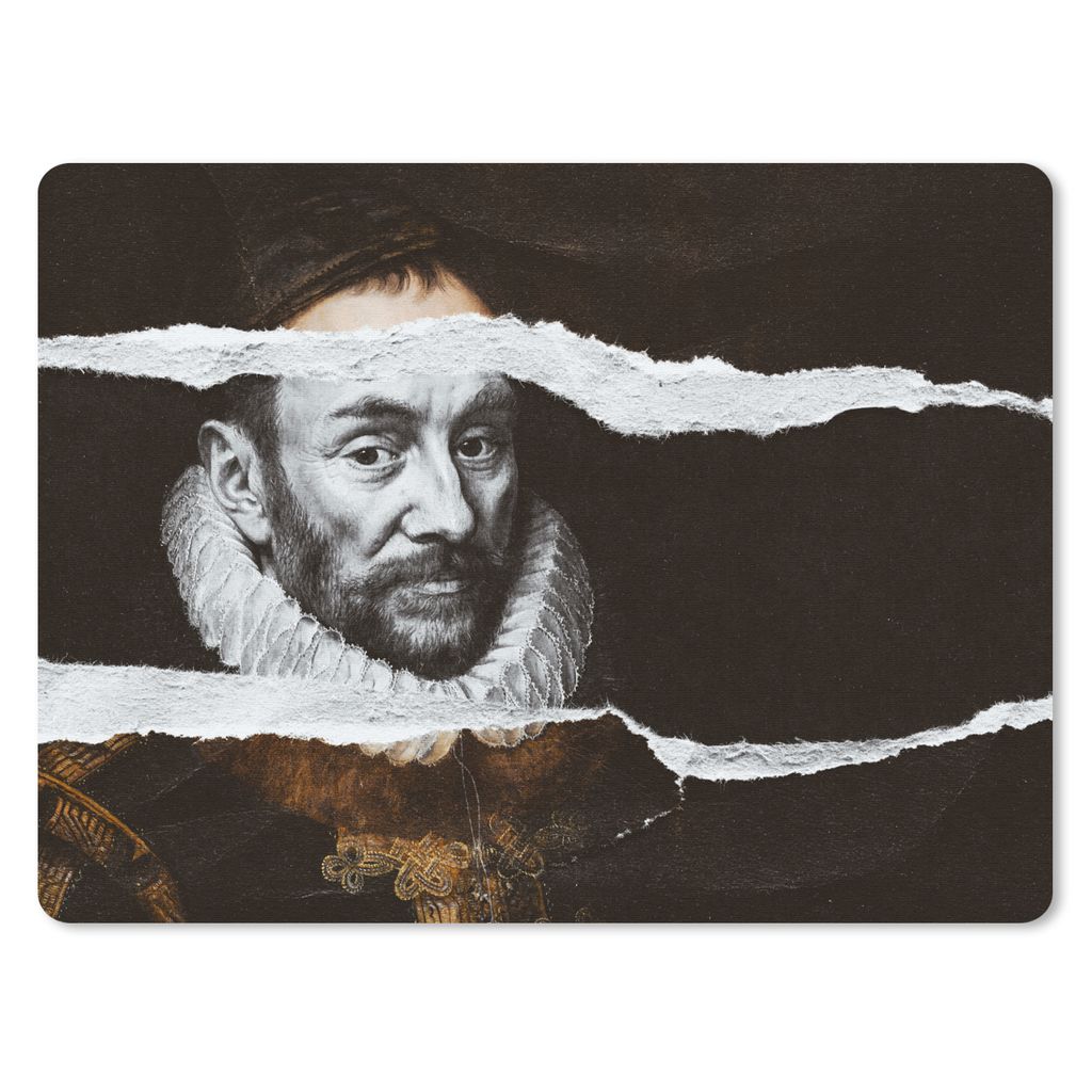 MuchoWow Mauspad Mousepad Wilhelm von Oranien - Alte Meister Schwarz und Weiß 40x30 cm - Mousepads - Maus Mat - Pad - Mausunterlage - Anti Rutsch