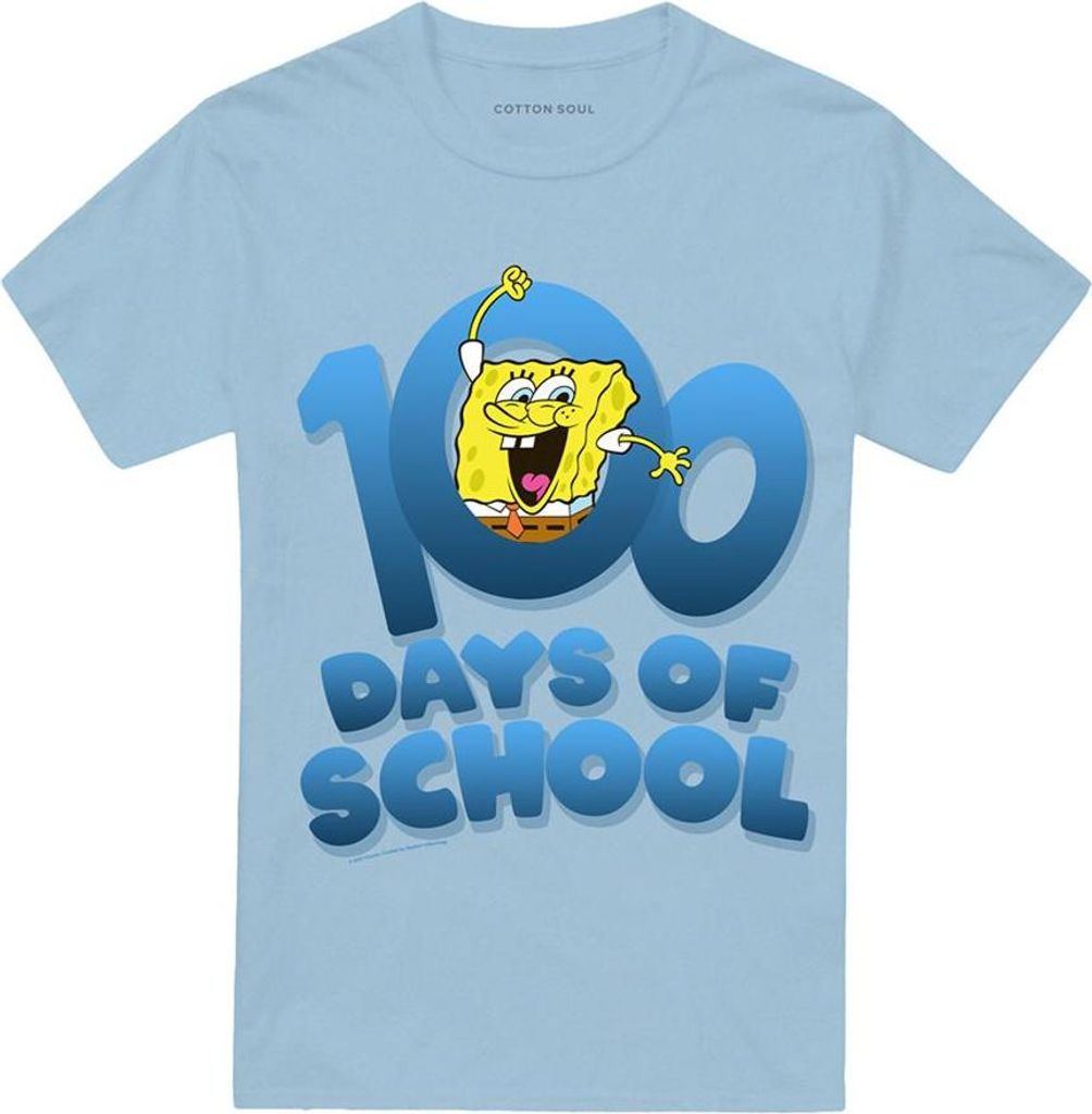 SpongeBob SquarePants - "100 Days School" T-Shirt für Herren/Damen Uni TV21860 (3XL) (Hellblau)