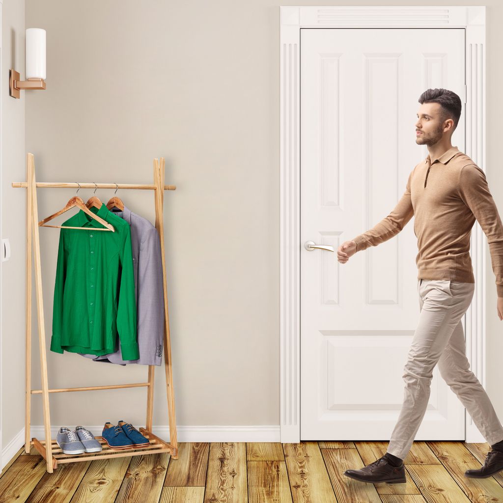Relaxdays Kleiderständer mit Schuhablage, Kleiderstange, Produktbild 