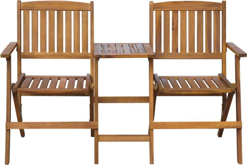vidaXL Gartenbank Klappbar mit Teetisch 140 cm Massivholz Produktbild 