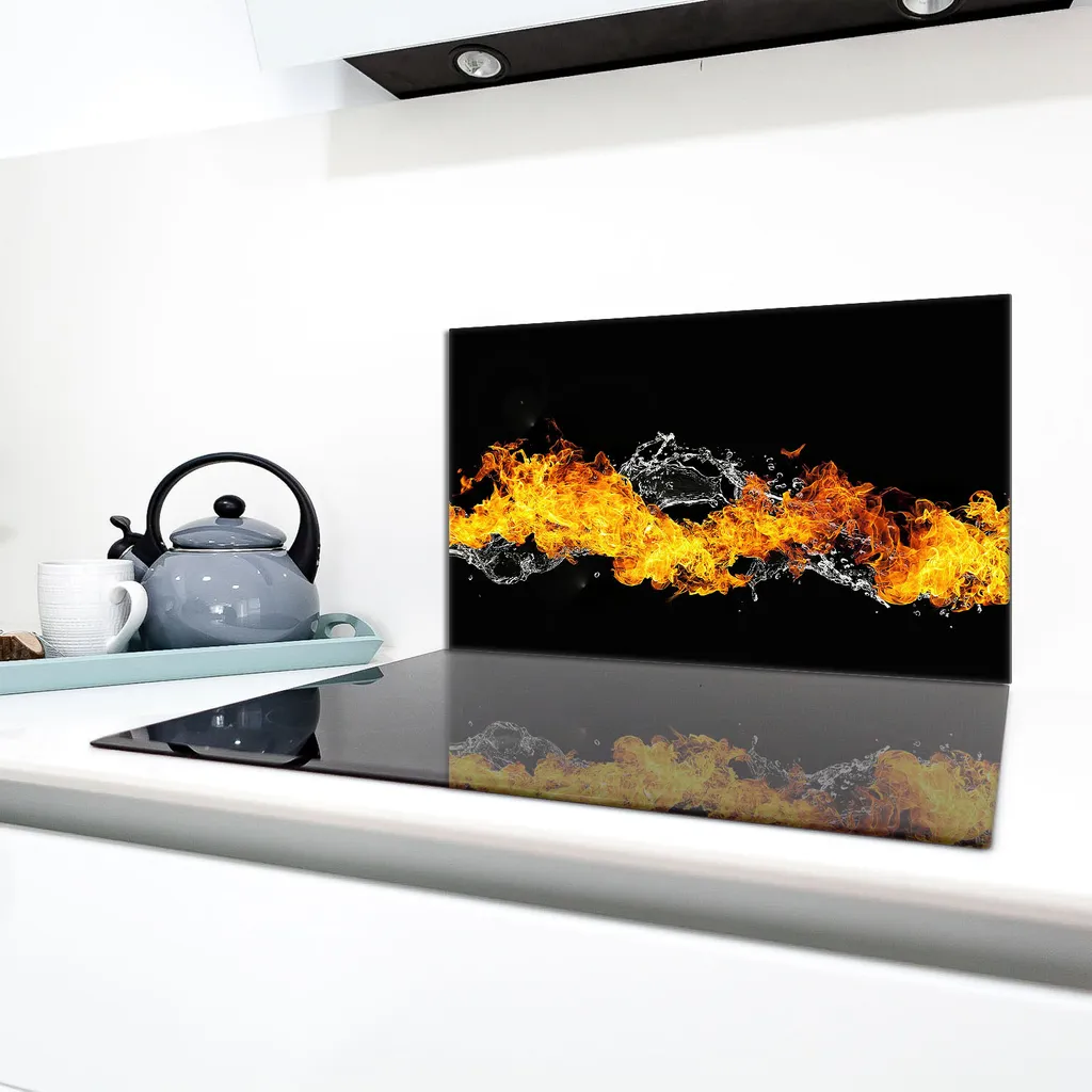Coprifornelli 90x52 Vetro Temperato Tagliere Universale Acqua Fuoco - 3