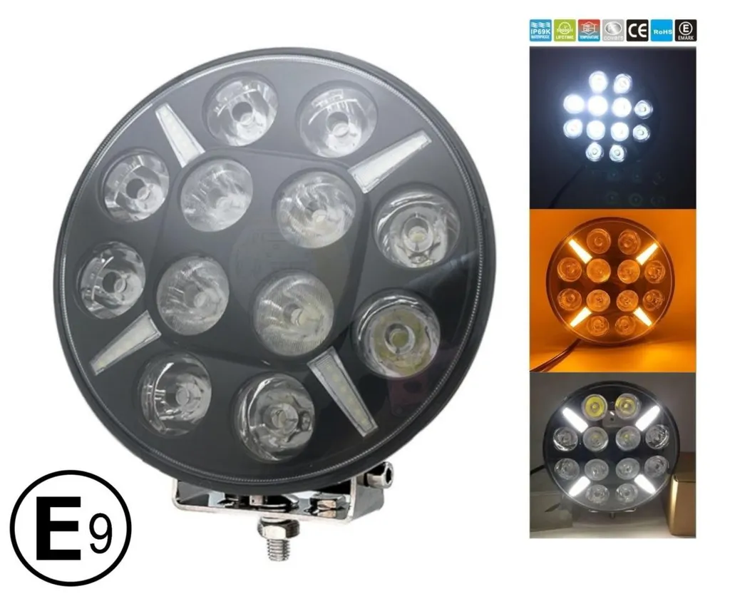 Phare LED Dark Knight halogène feux de jour blanc orange 218mm 12V-24V