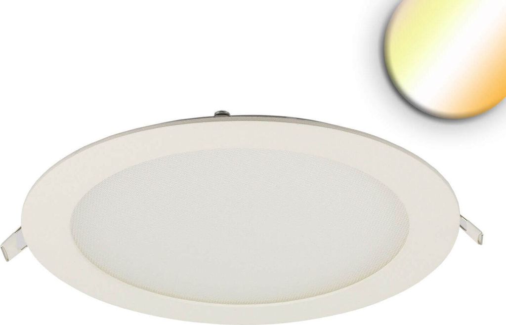 ISOLED LED Downlight, 18W, rund ultraflach weiß, 225mm, Colorswitch 3000/3500/4000K, dimmbar