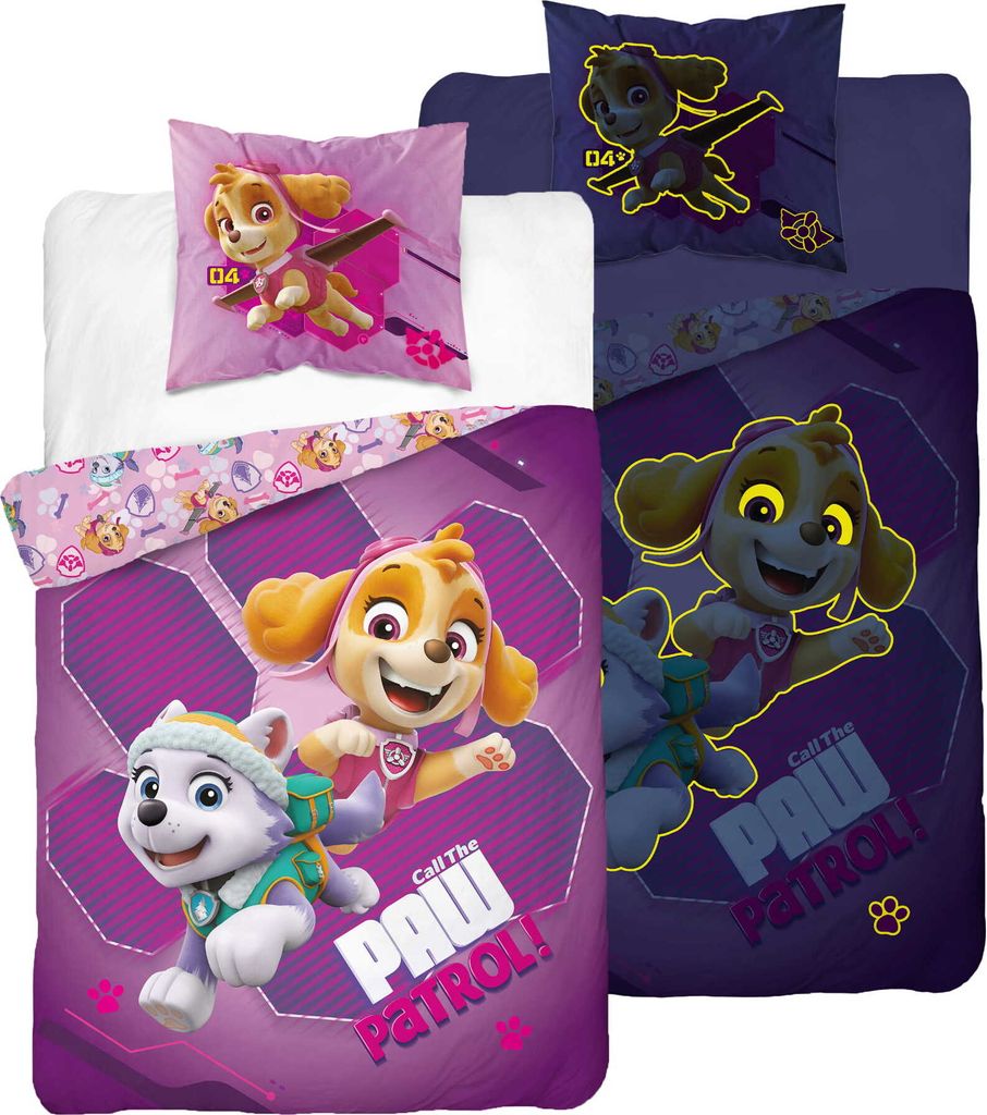 DETEXPOL Povlečení Paw Patrol lila svítící Bavlna, 140/200, Obrázek produktu 