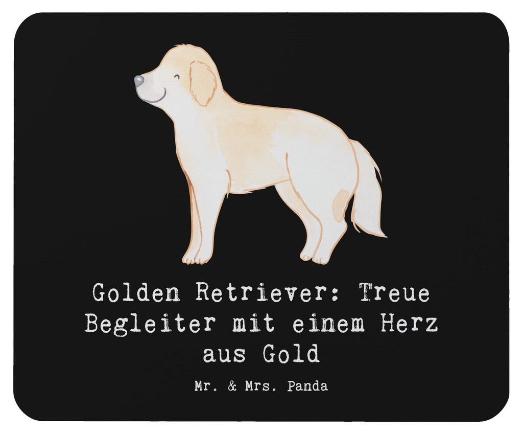 Mr. & Mrs. Panda Mousepad Golden Retriever Freund - Schwarz - Geschenk, bezauberndes Lächeln, Familienhund, wahre Freundschaft, Mouse Pad, Treue B...
