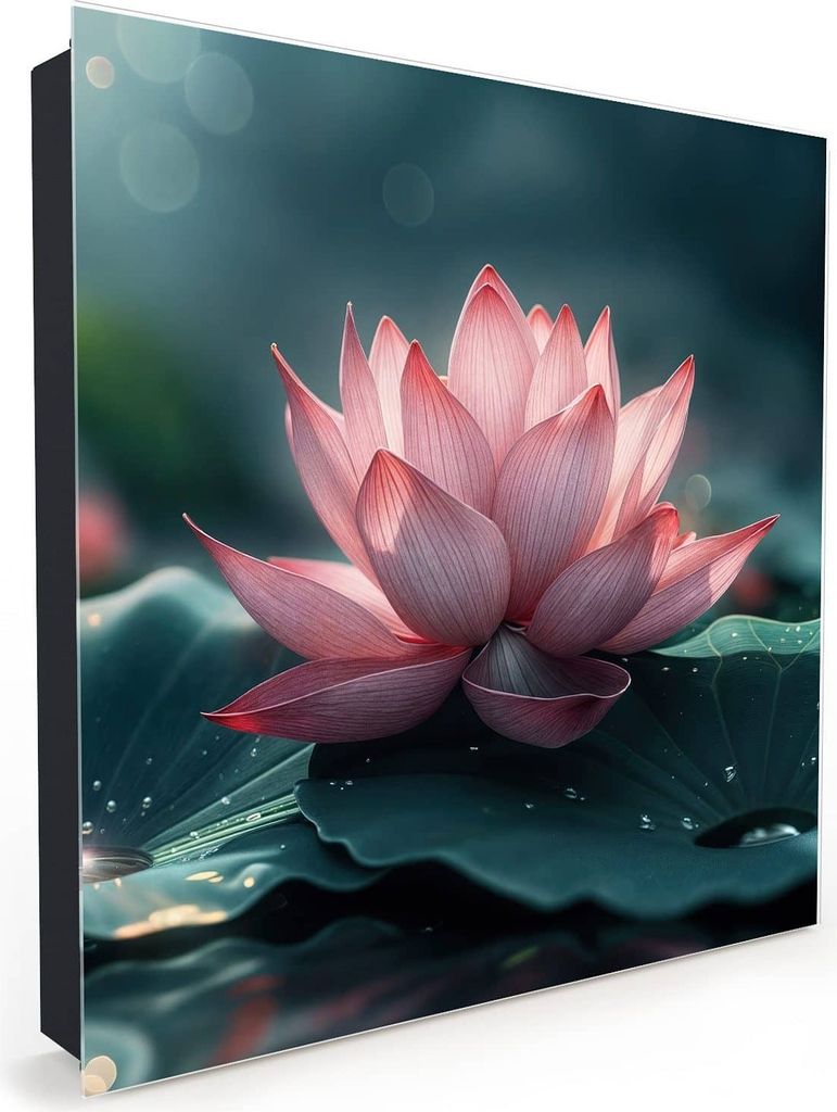 Nachbildung-Schlüsselkasten, Magnetpinnwand und Memoboard mit Glasfront Motiv Lotuszauber