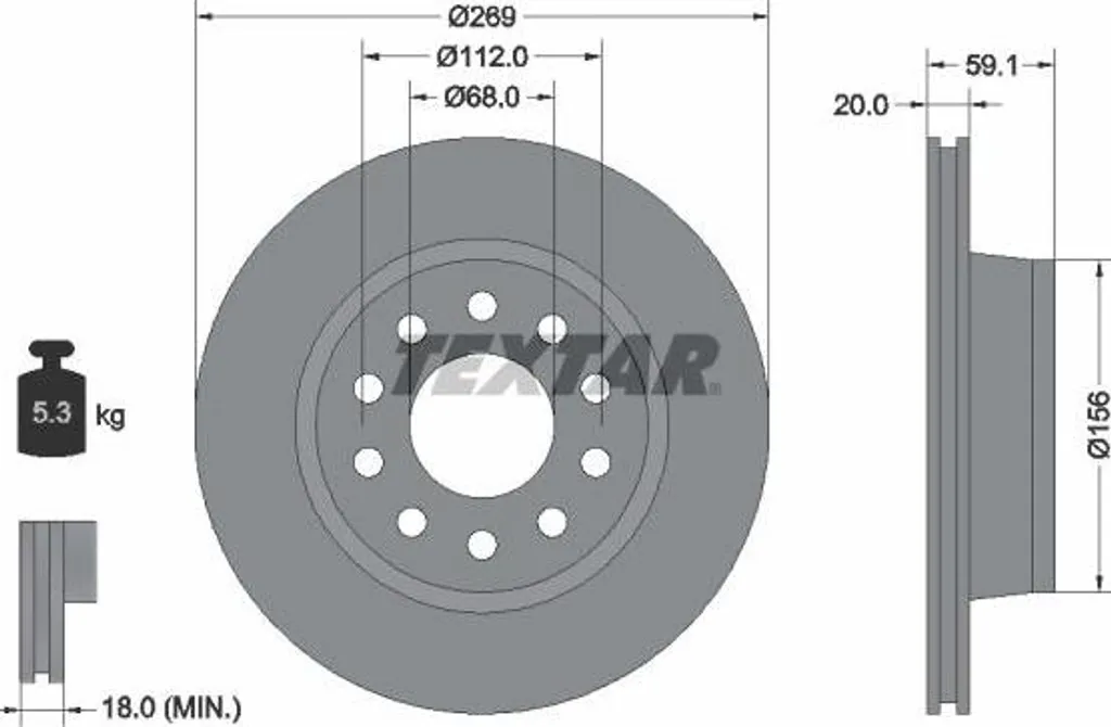 Disque de frein avant ventilé pour Audi A6 4A - Qualité Premium Textar