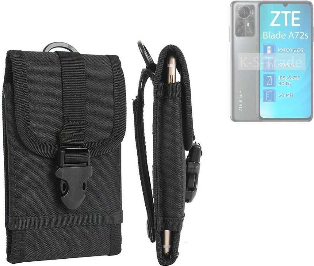 K-S-Trade Holster Handy Hülle kompatibel mit ZTE Blade A72s Holster Handytasche Gürtel Tasche Schutz Hülle Robust Outdoor schwarz