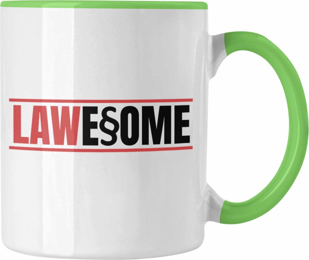 Trendation - Jura Tasse Geschenk Spruch Jurist Geschenkidee Anwalt Jura-Studium Lustige Sprüche Staatsexamen Lawesome (Grün)
