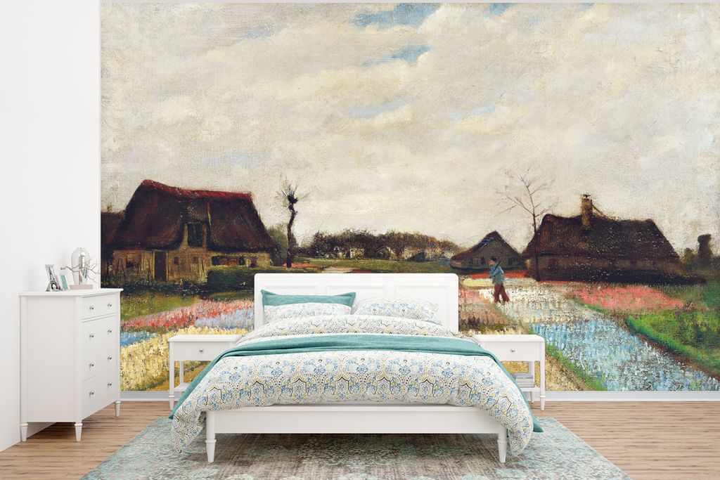 MuchoWow Fototapete für Wohnzimmer oder Schlafzimmer Wandtapete Vinyl Motivtapete Zwiebelfelder - Vincent van Gogh - 295x220 cm - Wand Tapete