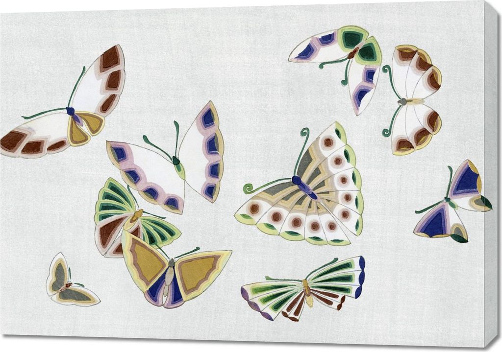 Bild 100x70cm Schmetterling 16, Japanisches Vintage Sekka für das Wohnzimmer