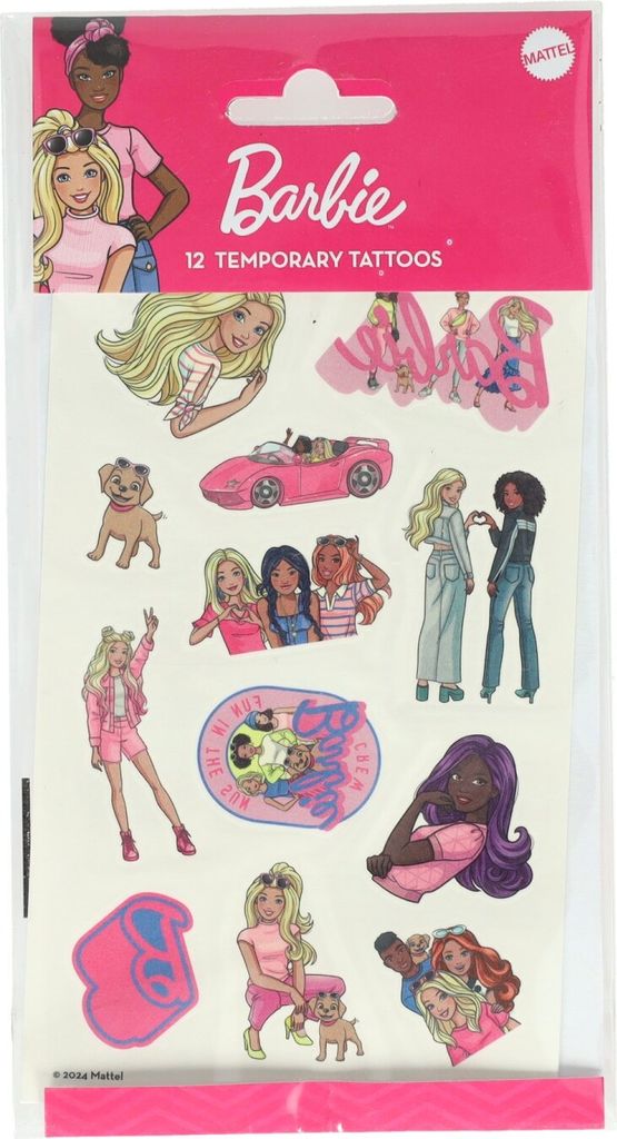 Temporäre, waschbare Tattoos für Barbie-Puppen, Geburtstags- und Festival-Tattoos, 12 Stück.