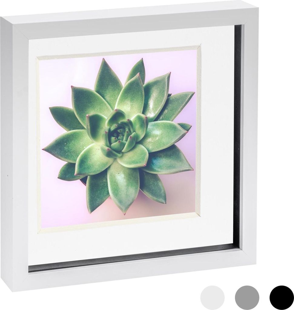 Nicola Spring 10 x 10 3D-Schatten-Kasten-Foto-Rahmen - Pop-up-Anzeige Bilderrahmen mit 8 x 8 Mount - Glas Aperture - Weiß