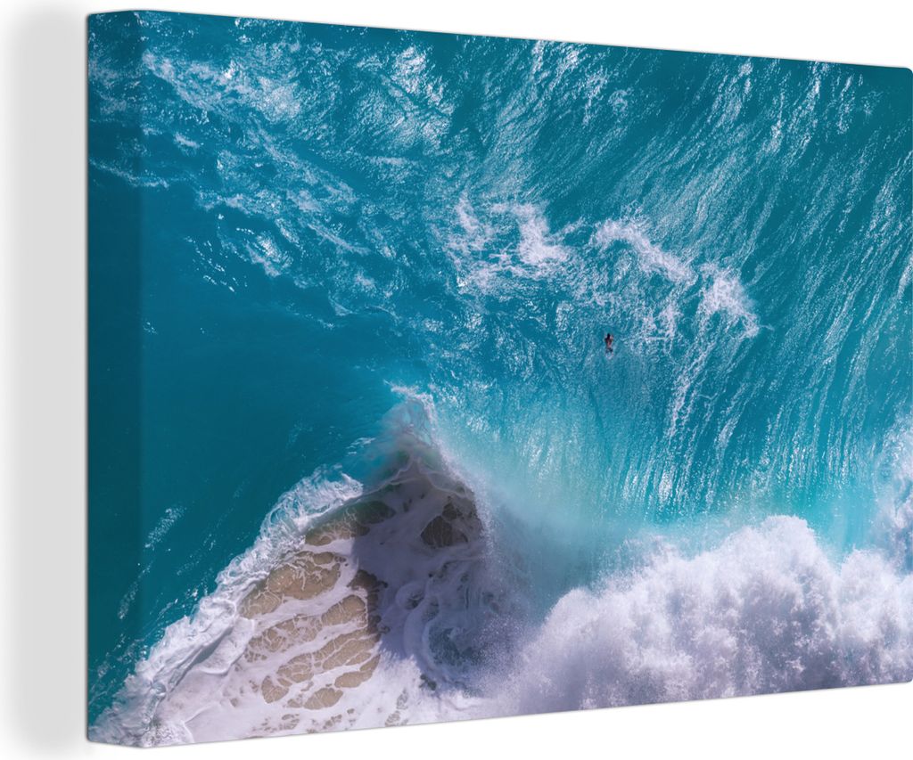 OneMillionCanvasses - Leinwandbilder - 140x90 cm, Blaue Wellen am Kelingking Strand in Indonesien, Wandbilder Kunstdruck Wanddekoration - Foto au...