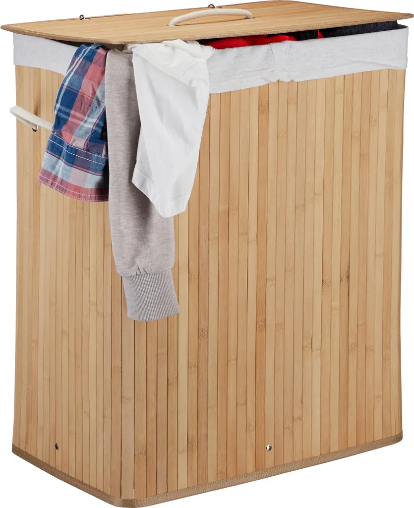 Corbeille à Linge Bambou 2 Compartiments - Design Naturel et Robuste
