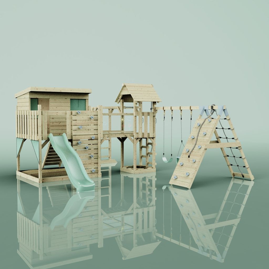 OutdoorToys Spielturm Malin aus Holz in Grün Babyschaukel