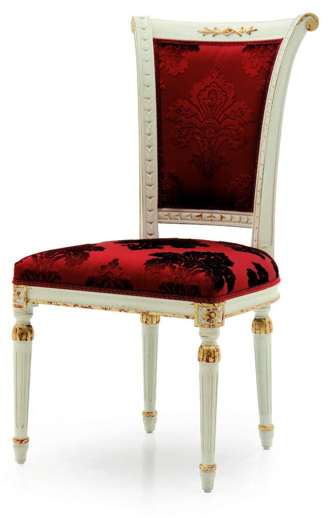 Luxus Stuhl Rot Sessel Esszimmer Designer Holz Möbel Weiß Stuhl ohne Armlehne
