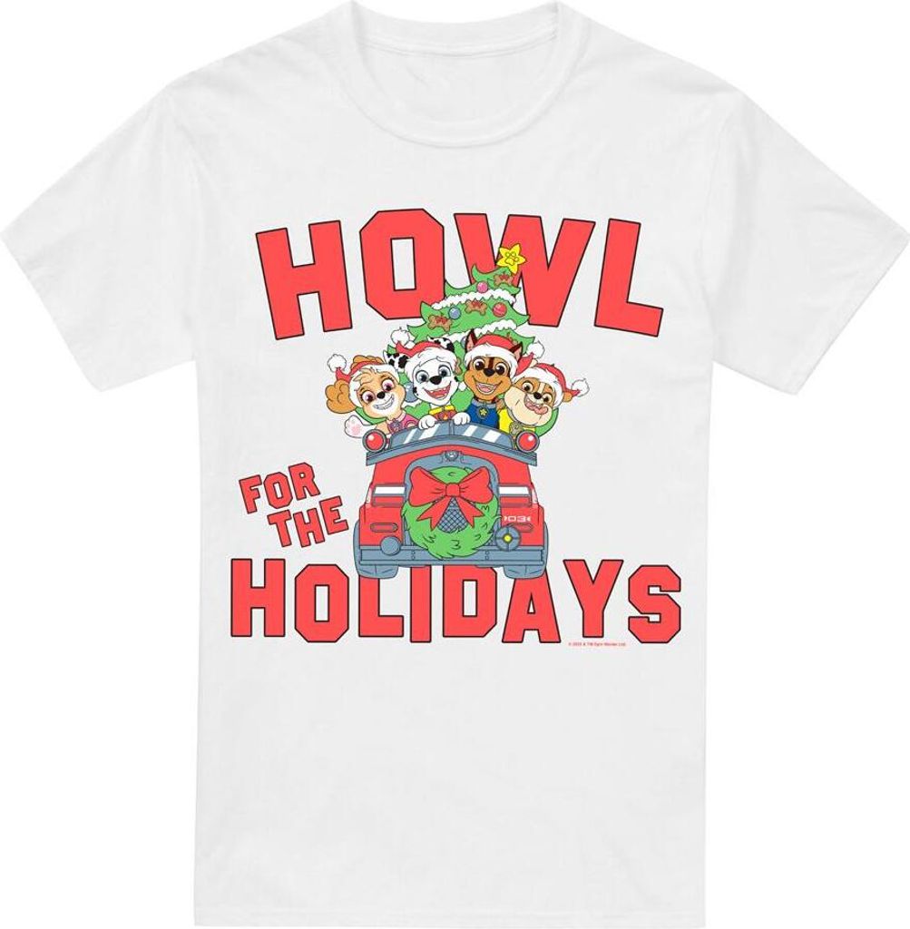 Paw Patrol - "Howl For The Christmas Holidays" T-Shirt für Herren TV6361 (S) (Weiß)