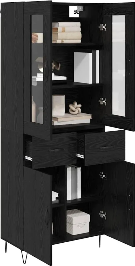 VidaXL Credenza Nera Rovere 180cm: Mobile Dispensa Elegante e Robusto - 3