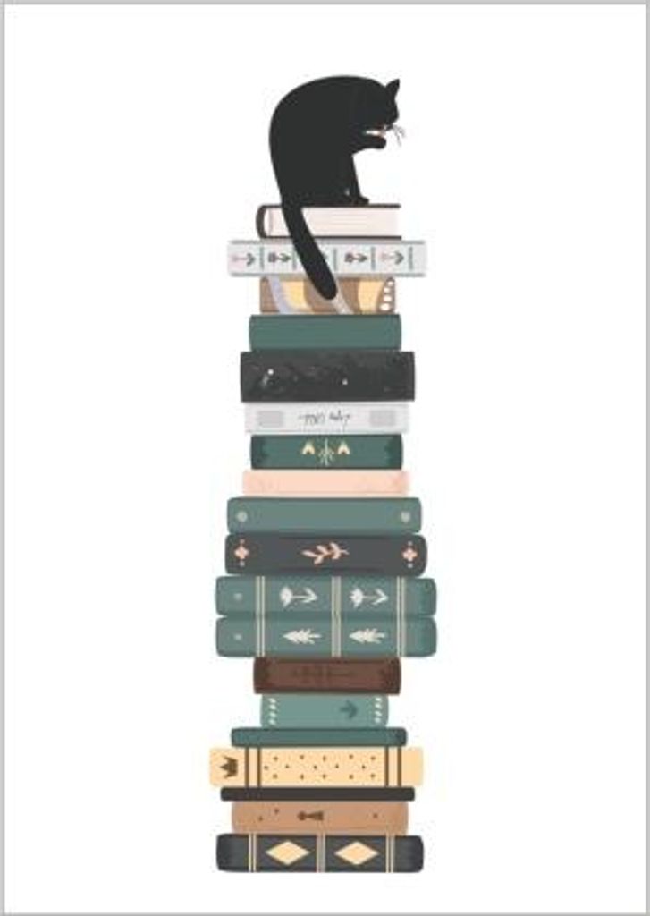 Postkarten Bücherkatze Stapel (VE10)