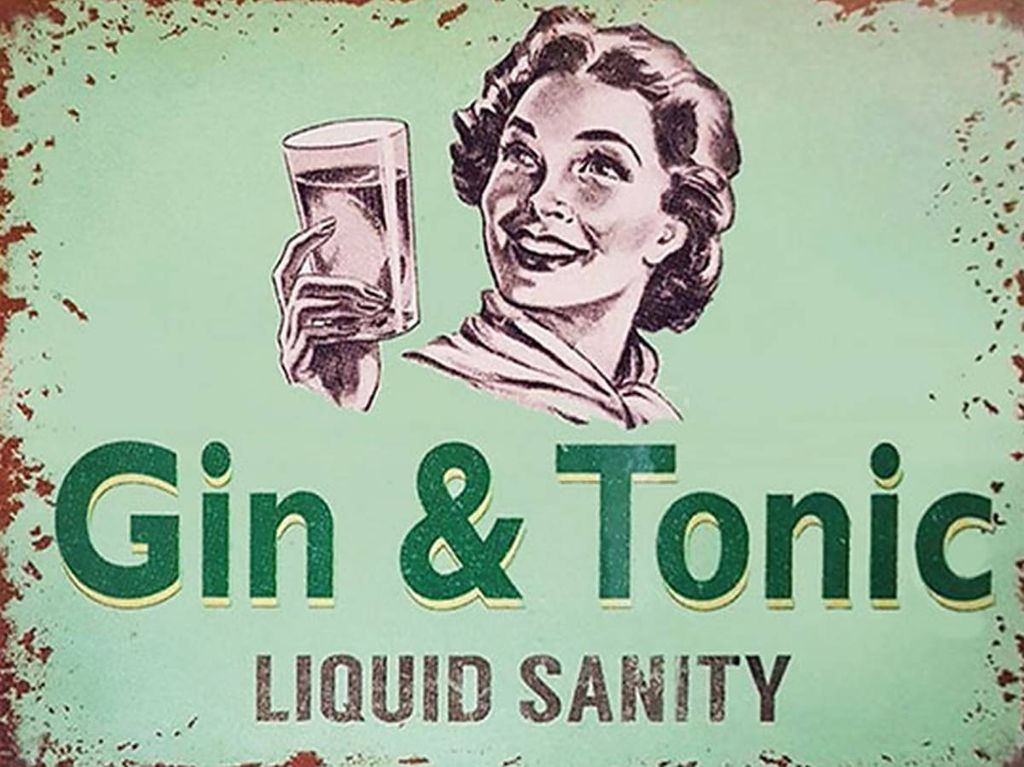 vianmo Holzschild 30x40 cm Alkohol Gin & Tonic liauid sanity
