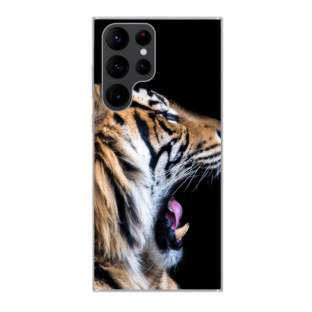 MuchoWow Handyhülle Schutzhülle Hülle für Samsung Galaxy S22 Ultra Tiger - Tiere - Porträt Silikon Softcase Handy Hülle - Abbildung