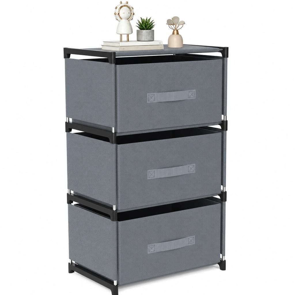 Verdego Kommode mit 3 Stoffschubladen, 40x26x67cm Produktbild 