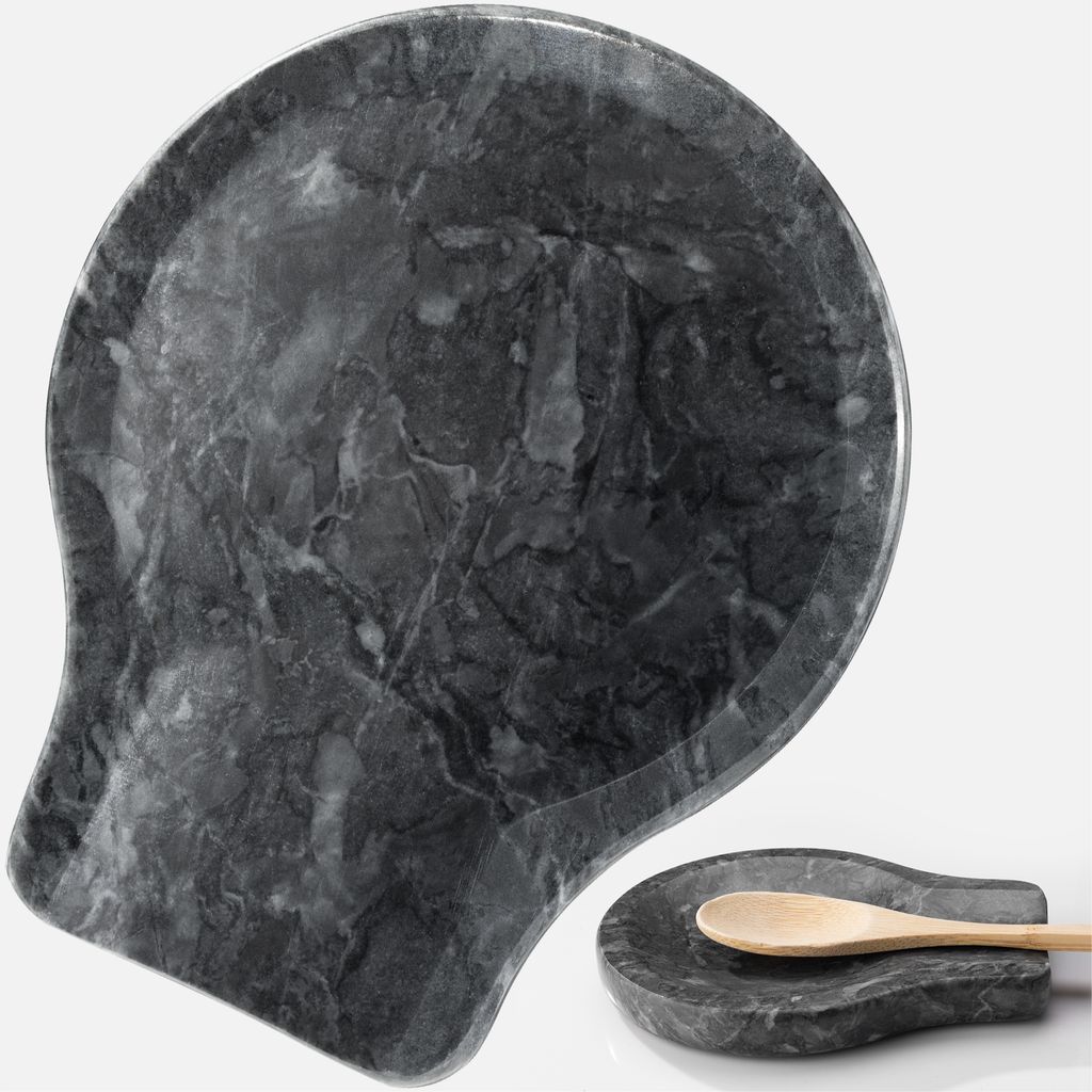 Navaris 2x Löffelablage aus Marmor in Schwarz - Produktbild 