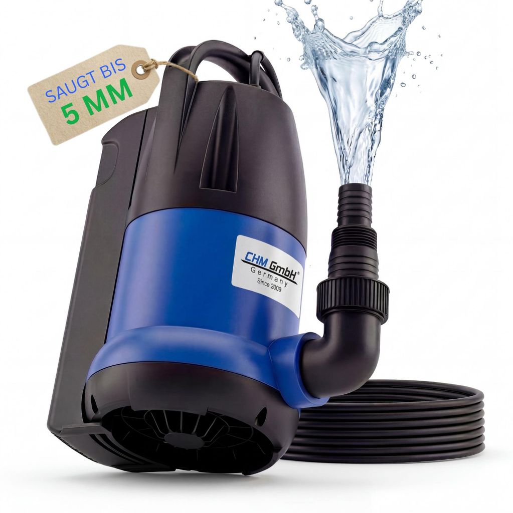 CHM GmbH Flachsaugpumpe 400 Watt Kellerpumpe, Tauchpumpe, Poolpumpe